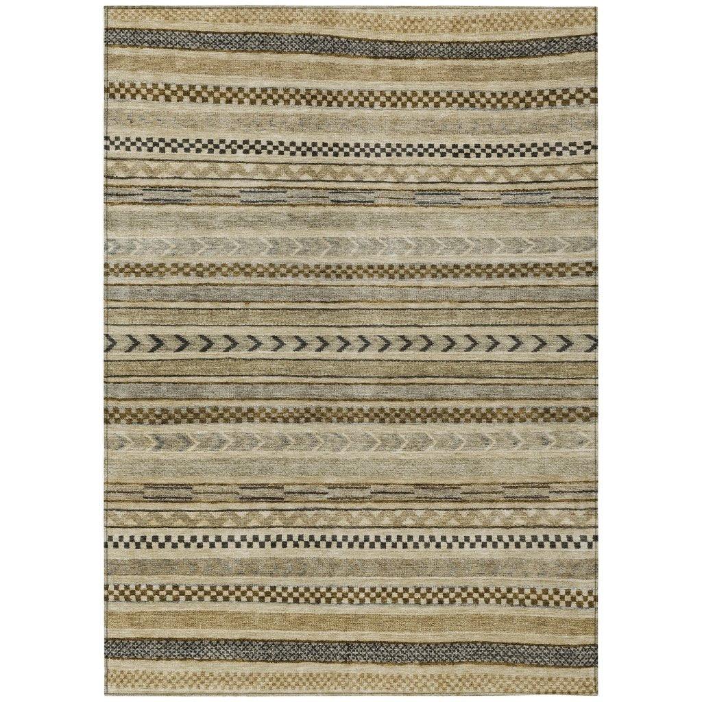 LOOMLAN Rugs Luthyra Chocolate Washable Indoor-Outdoor Rug