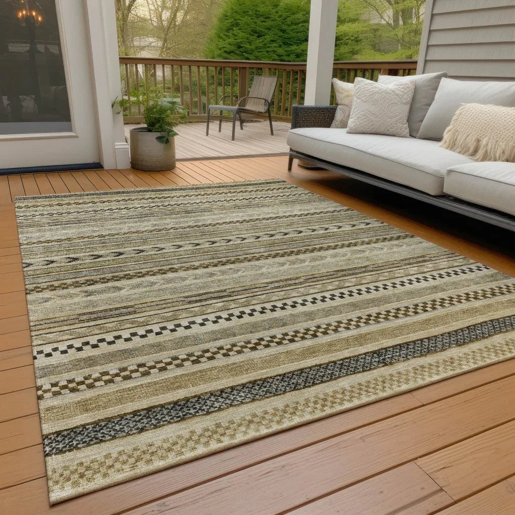 LOOMLAN Rugs Luthyra Chocolate Washable Indoor-Outdoor Rug