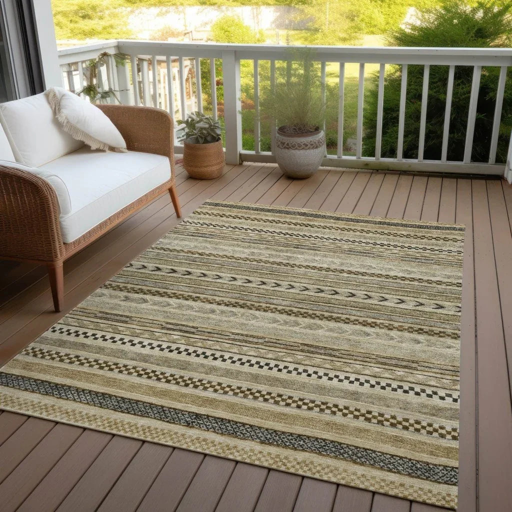 LOOMLAN Rugs Luthyra Chocolate Washable Indoor-Outdoor Rug