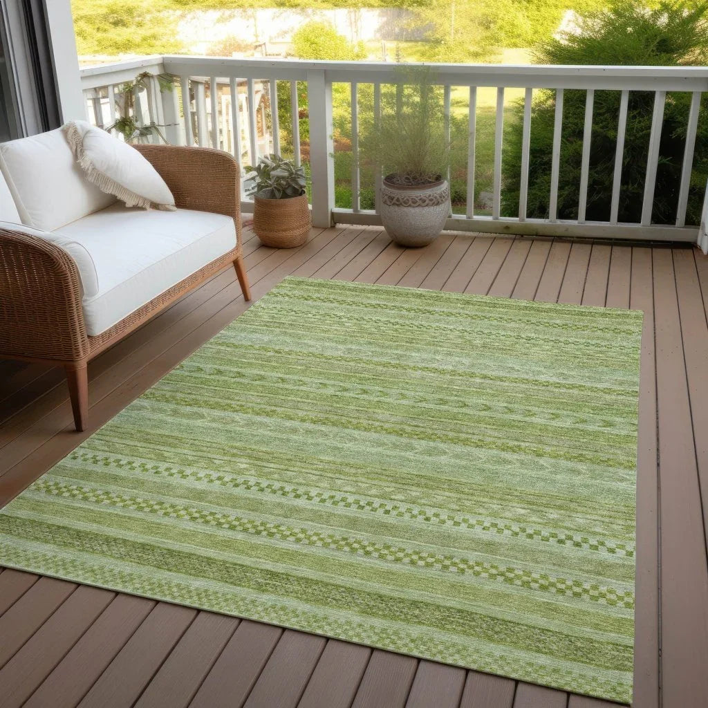 LOOMLAN Rugs Luthyra Green Washable Indoor-Outdoor Rug