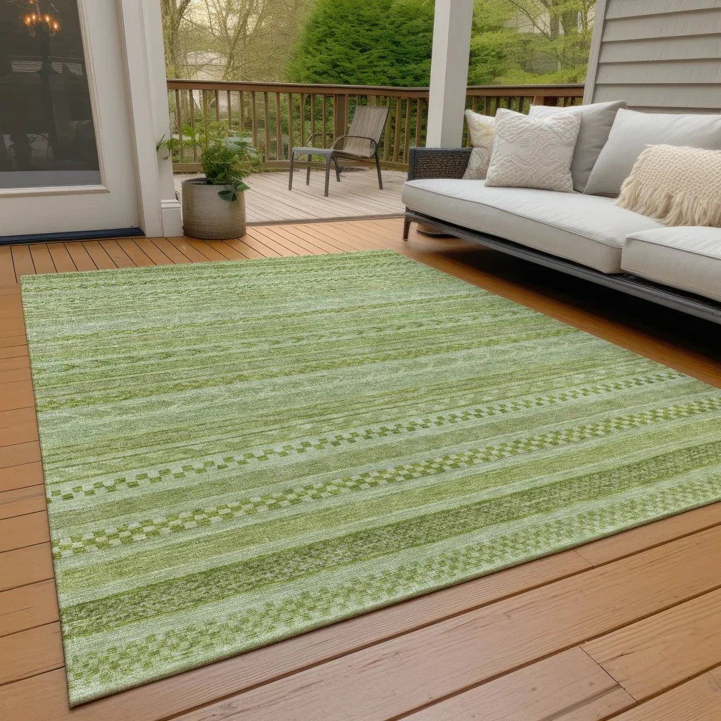 LOOMLAN Rugs Luthyra Green Washable Indoor-Outdoor Rug