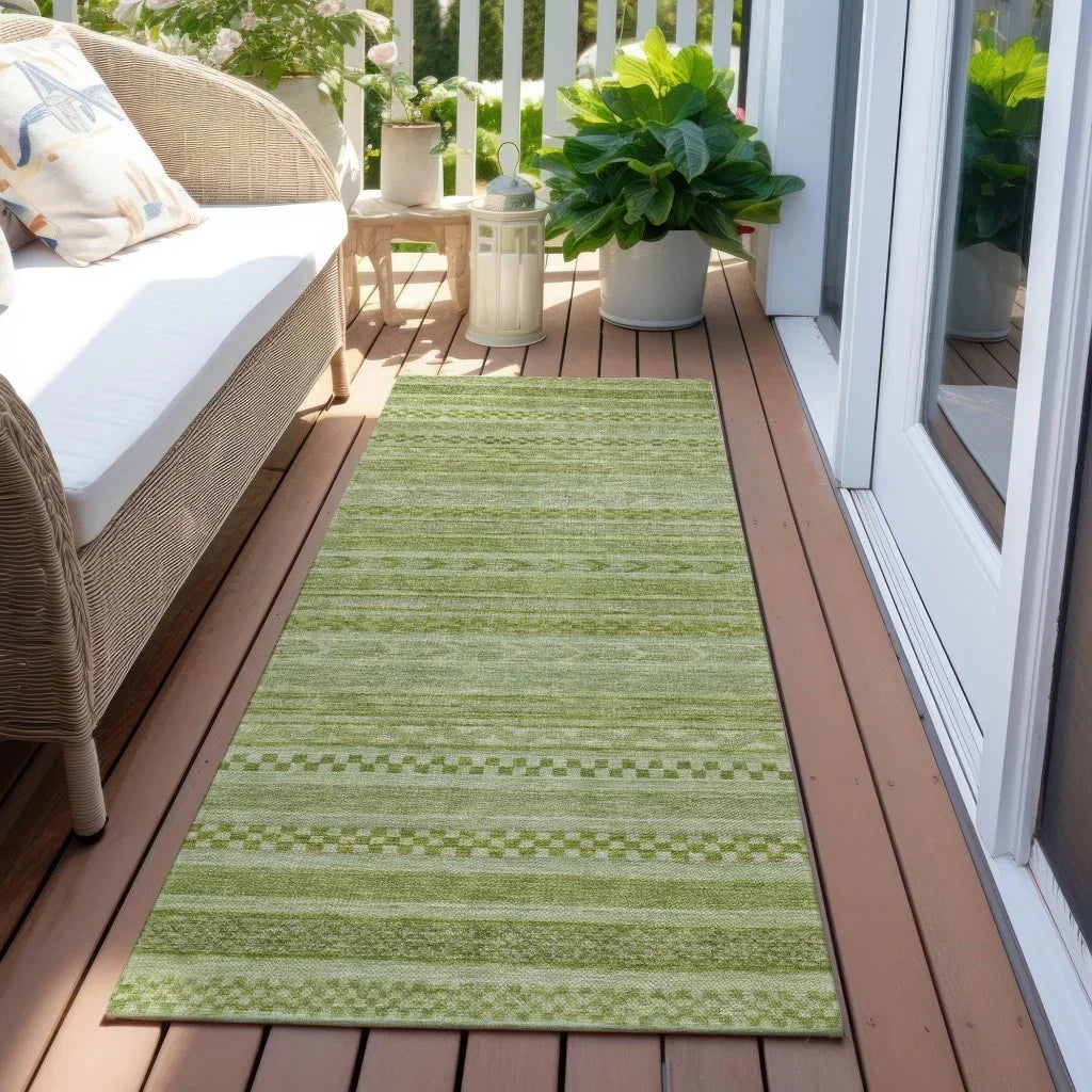 LOOMLAN Rugs Luthyra Green Washable Indoor-Outdoor Rug
