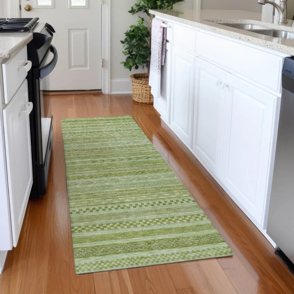 LOOMLAN Rugs Luthyra Green Washable Indoor-Outdoor Rug