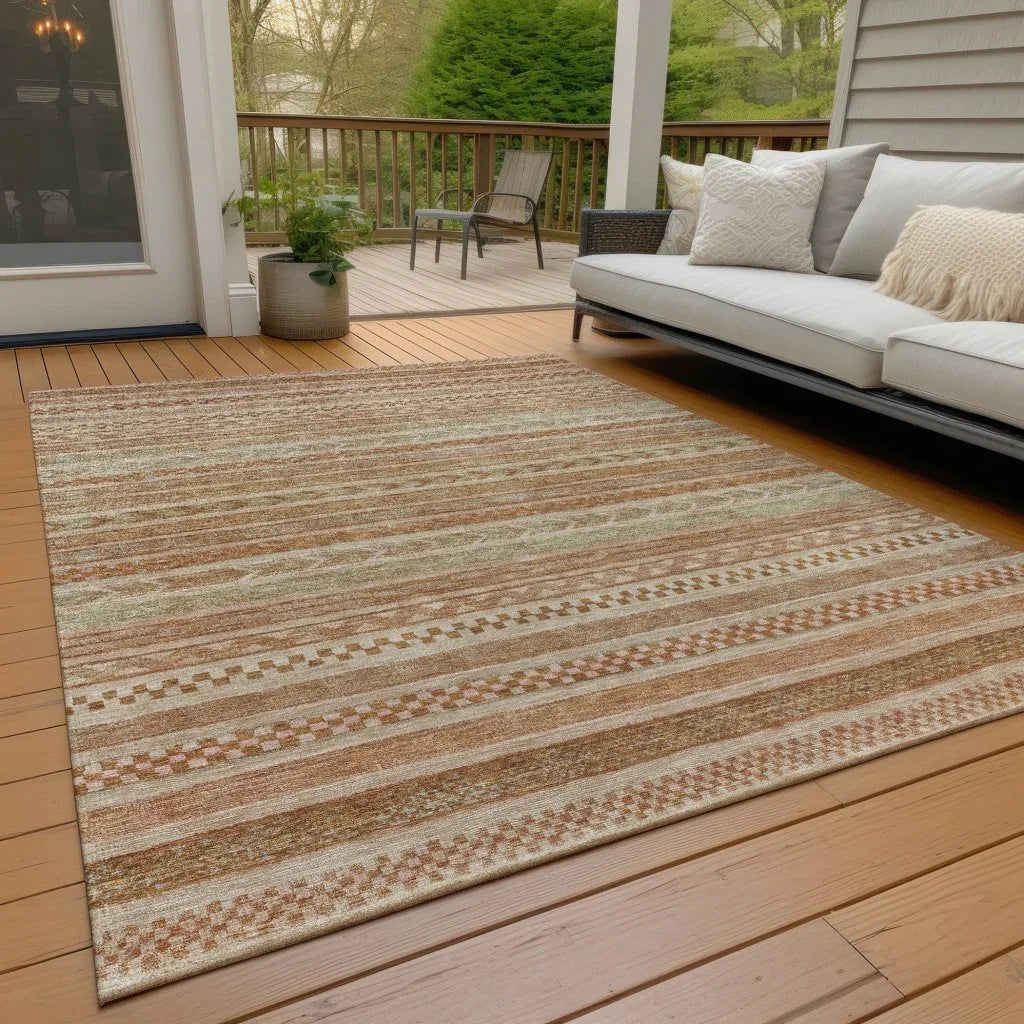 LOOMLAN Rugs Luthyra Orange Washable Indoor-Outdoor Rug