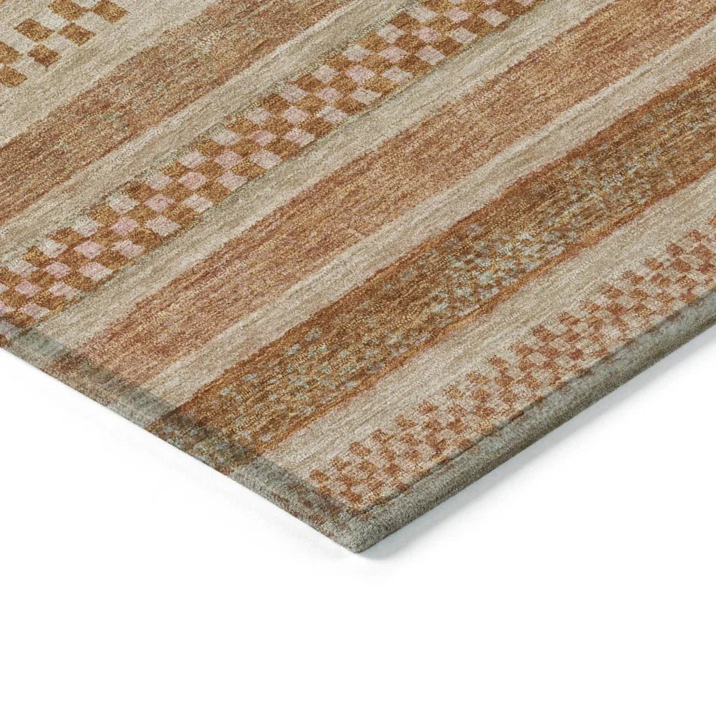 LOOMLAN Rugs Luthyra Orange Washable Indoor-Outdoor Rug