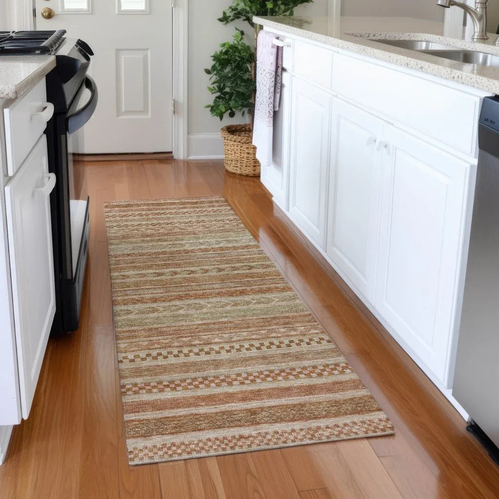 LOOMLAN Rugs Luthyra Orange Washable Indoor-Outdoor Rug
