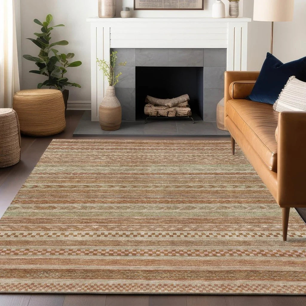 LOOMLAN Rugs Luthyra Orange Washable Indoor-Outdoor Rug