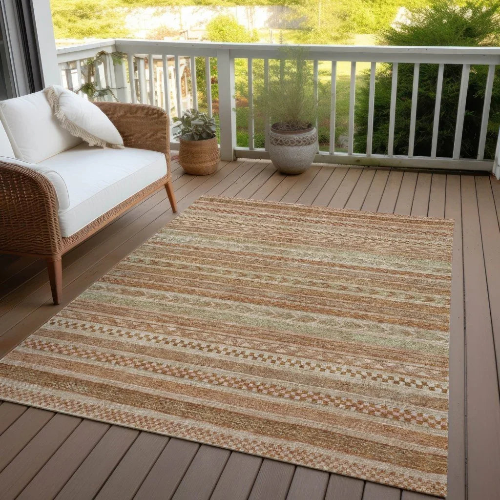 LOOMLAN Rugs Luthyra Orange Washable Indoor-Outdoor Rug