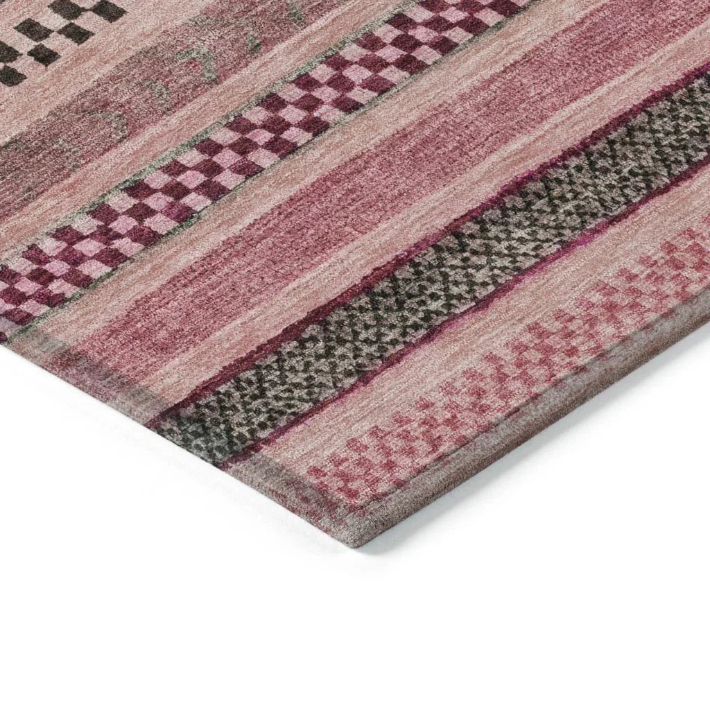 LOOMLAN Rugs Luthyra Pink Washable Indoor-Outdoor Rug