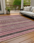 LOOMLAN Rugs Luthyra Pink Washable Indoor-Outdoor Rug
