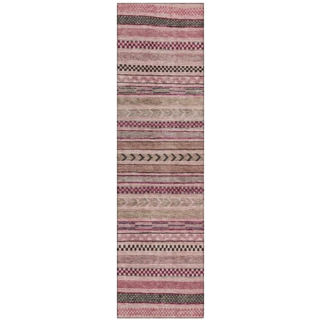 LOOMLAN Rugs Luthyra Pink Washable Indoor-Outdoor Rug
