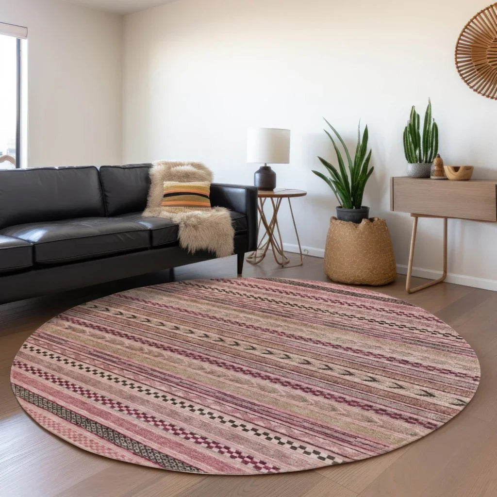 LOOMLAN Rugs Luthyra Pink Washable Indoor-Outdoor Rug