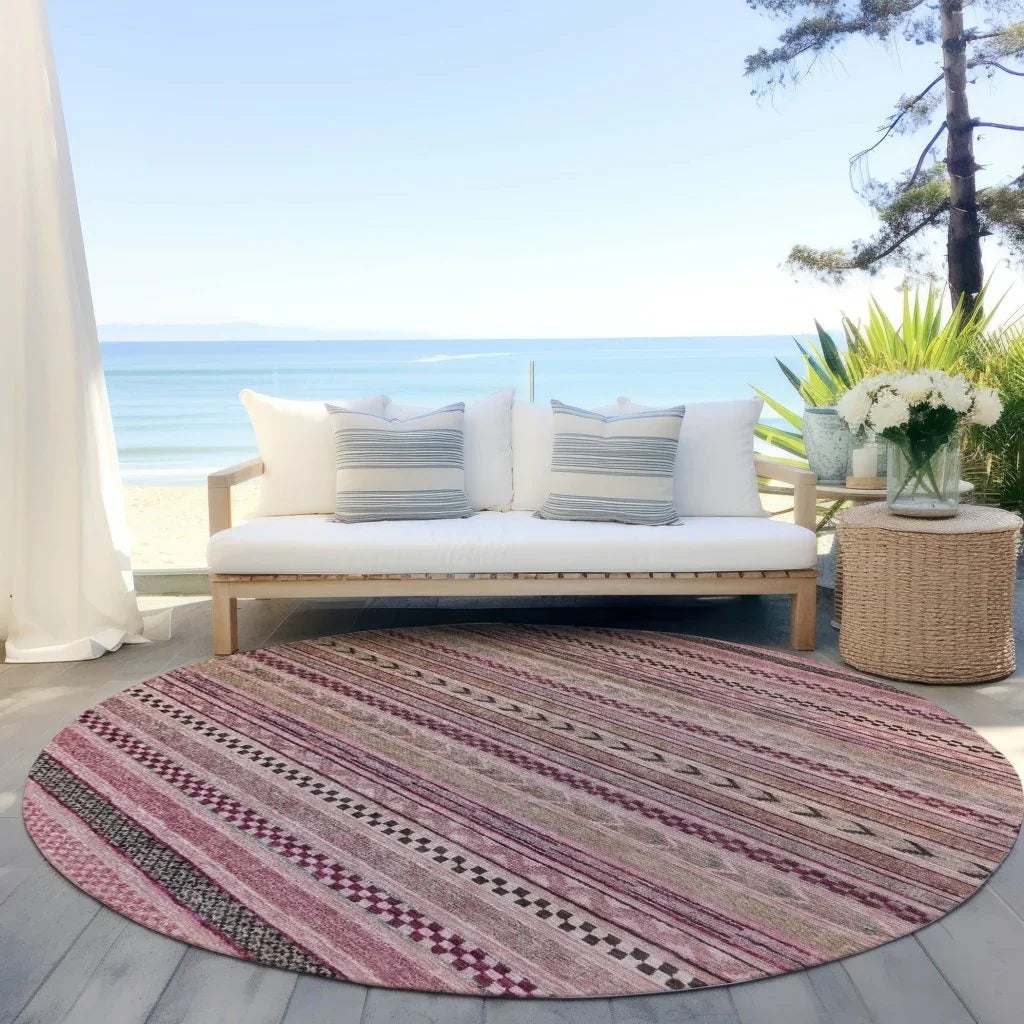 LOOMLAN Rugs Luthyra Pink Washable Indoor-Outdoor Rug