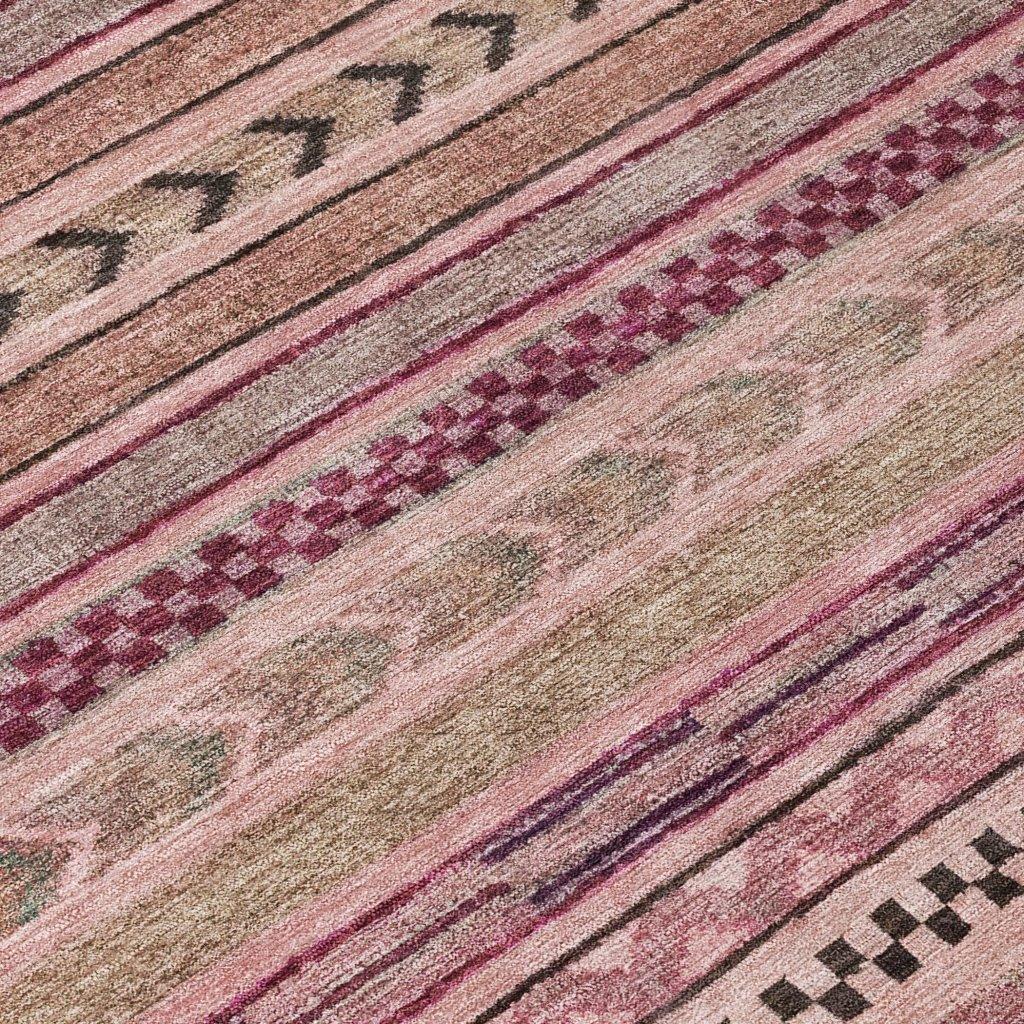 LOOMLAN Rugs Luthyra Pink Washable Indoor-Outdoor Rug