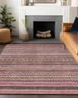 LOOMLAN Rugs Luthyra Pink Washable Indoor-Outdoor Rug