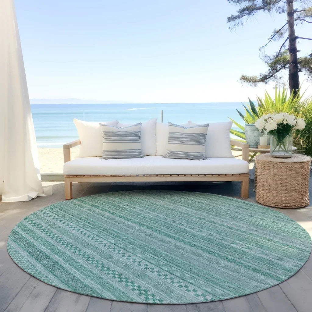 LOOMLAN Rugs Luthyra Turquoise Washable Indoor-Outdoor Rug