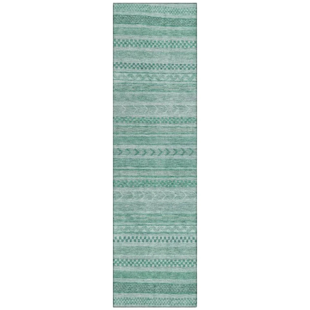 LOOMLAN Rugs Luthyra Turquoise Washable Indoor-Outdoor Rug