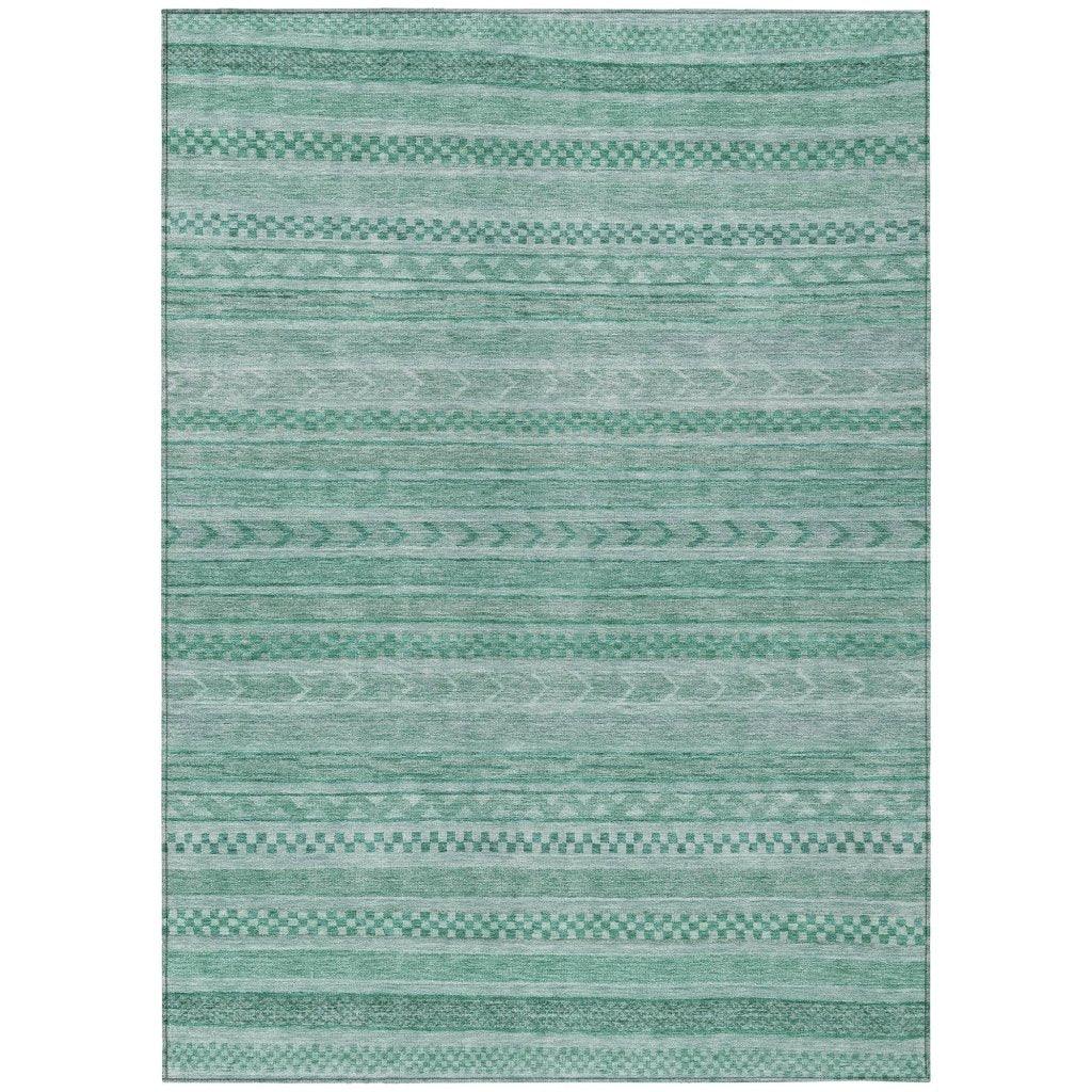 LOOMLAN Rugs Luthyra Turquoise Washable Indoor-Outdoor Rug