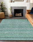 LOOMLAN Rugs Luthyra Turquoise Washable Indoor-Outdoor Rug