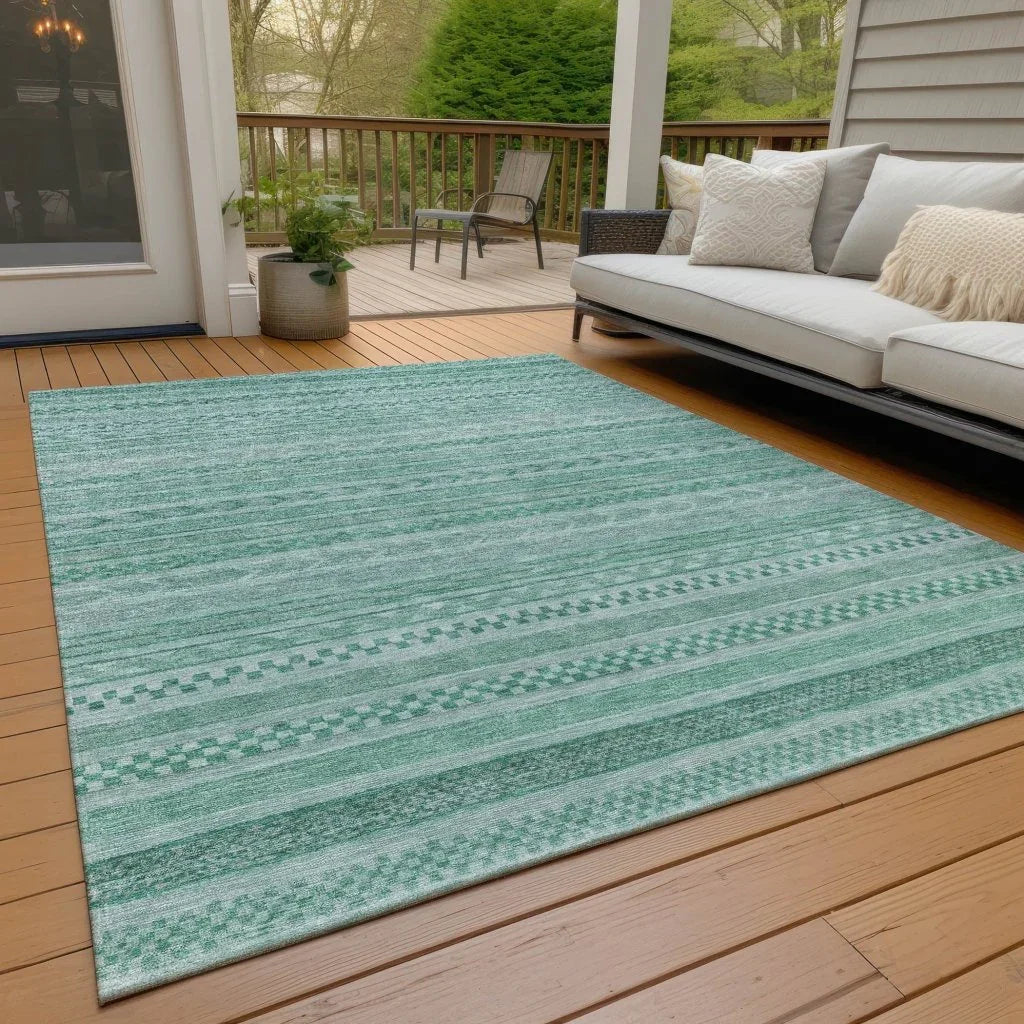 LOOMLAN Rugs Luthyra Turquoise Washable Indoor-Outdoor Rug