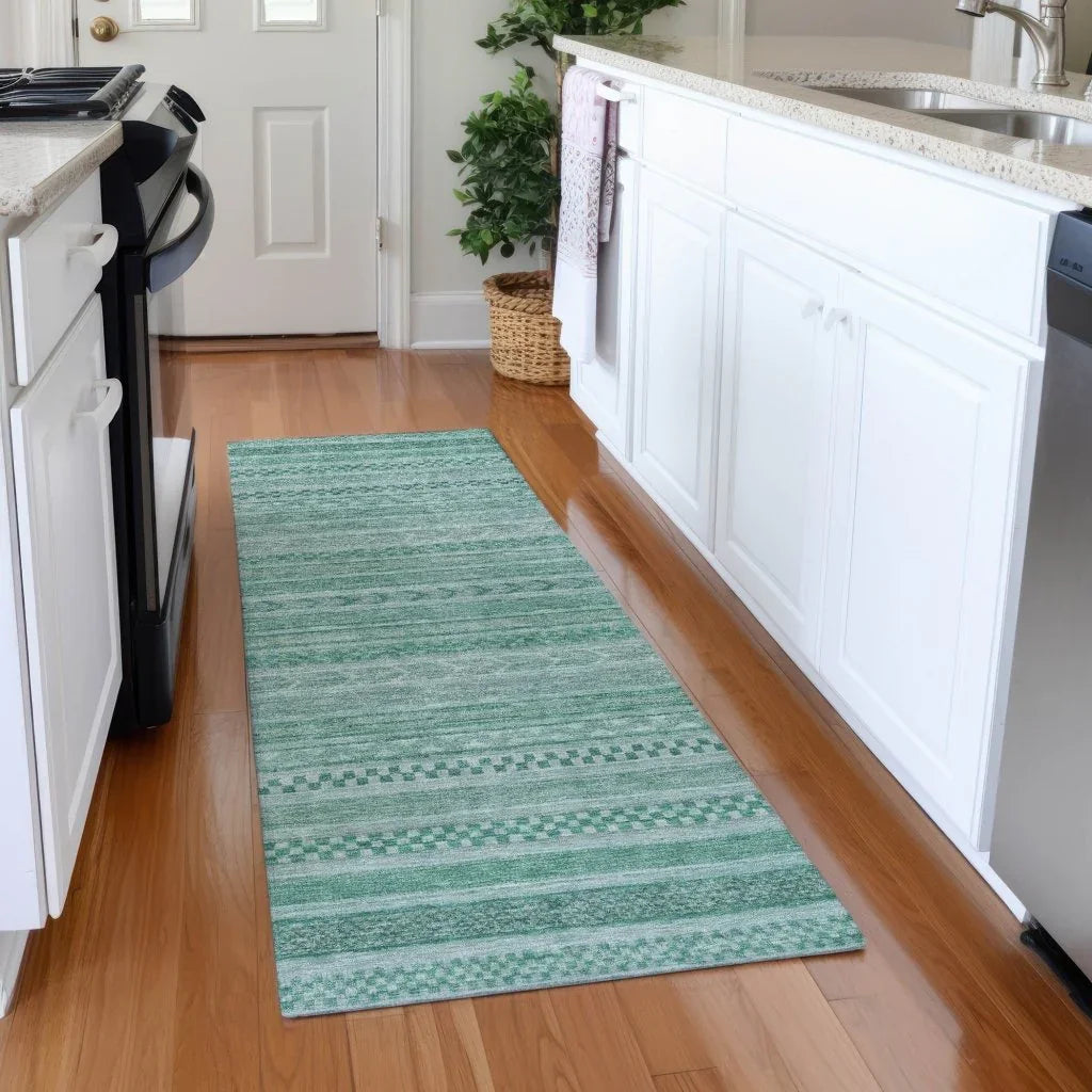 LOOMLAN Rugs Luthyra Turquoise Washable Indoor-Outdoor Rug