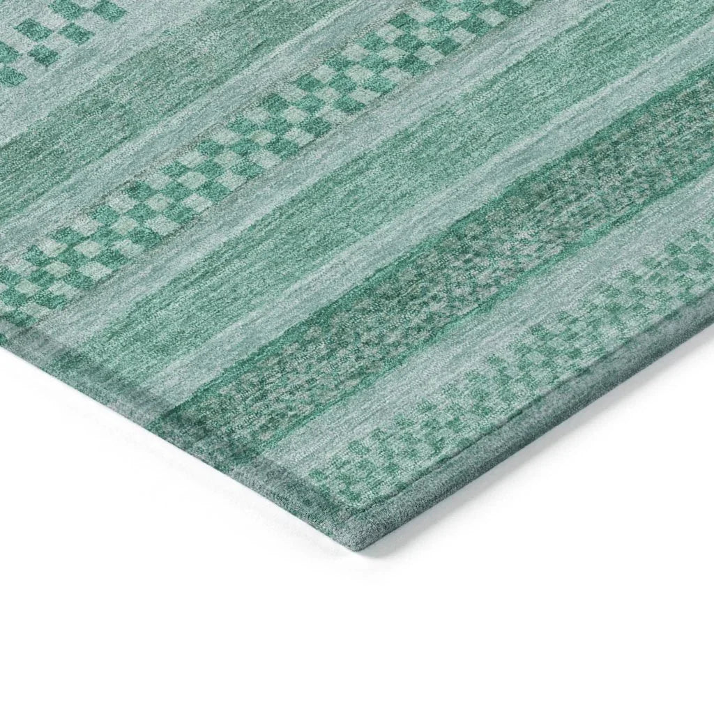 LOOMLAN Rugs Luthyra Turquoise Washable Indoor-Outdoor Rug