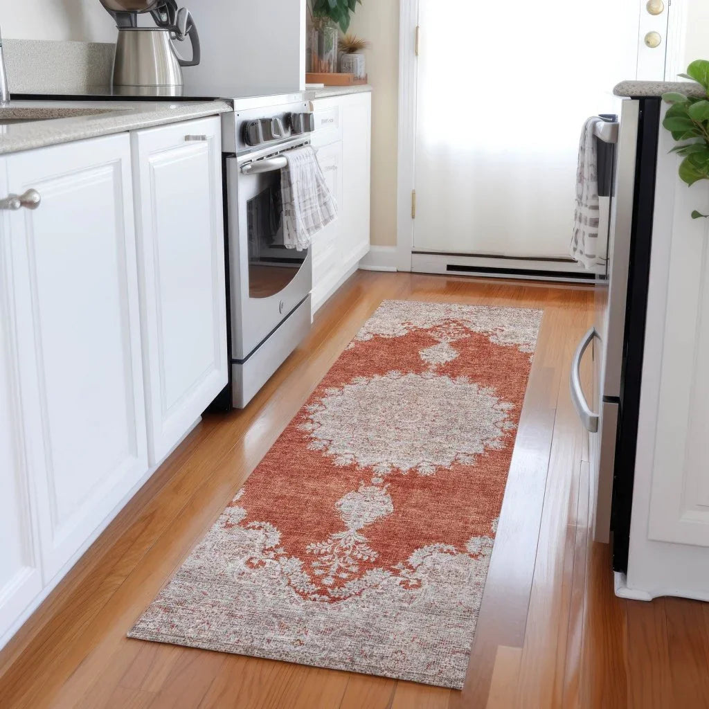 LOOMLAN Rugs Lyra Orange Washable Indoor-Outdoor Rug
