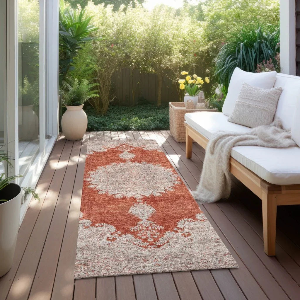 LOOMLAN Rugs Lyra Orange Washable Indoor-Outdoor Rug