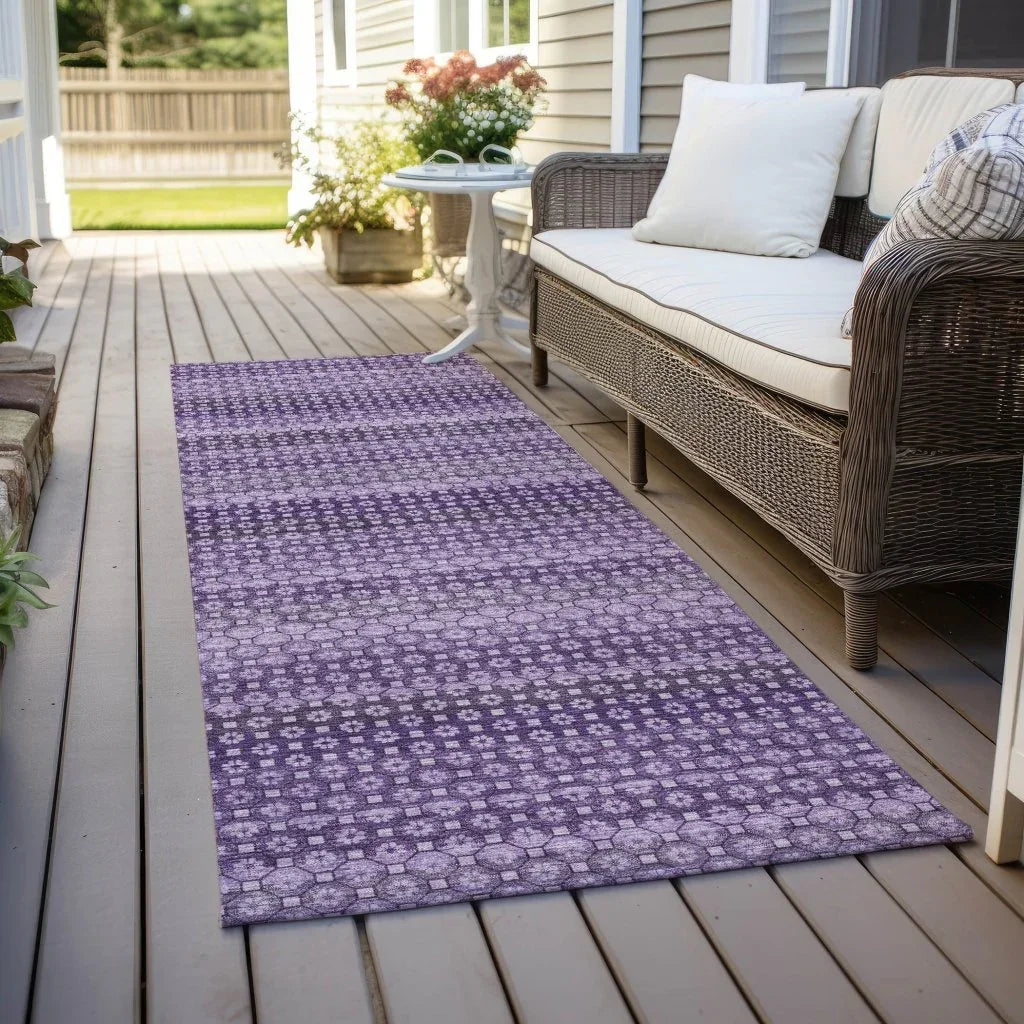 LOOMLAN Rugs Lyrella Purple Washable Indoor-Outdoor Rug