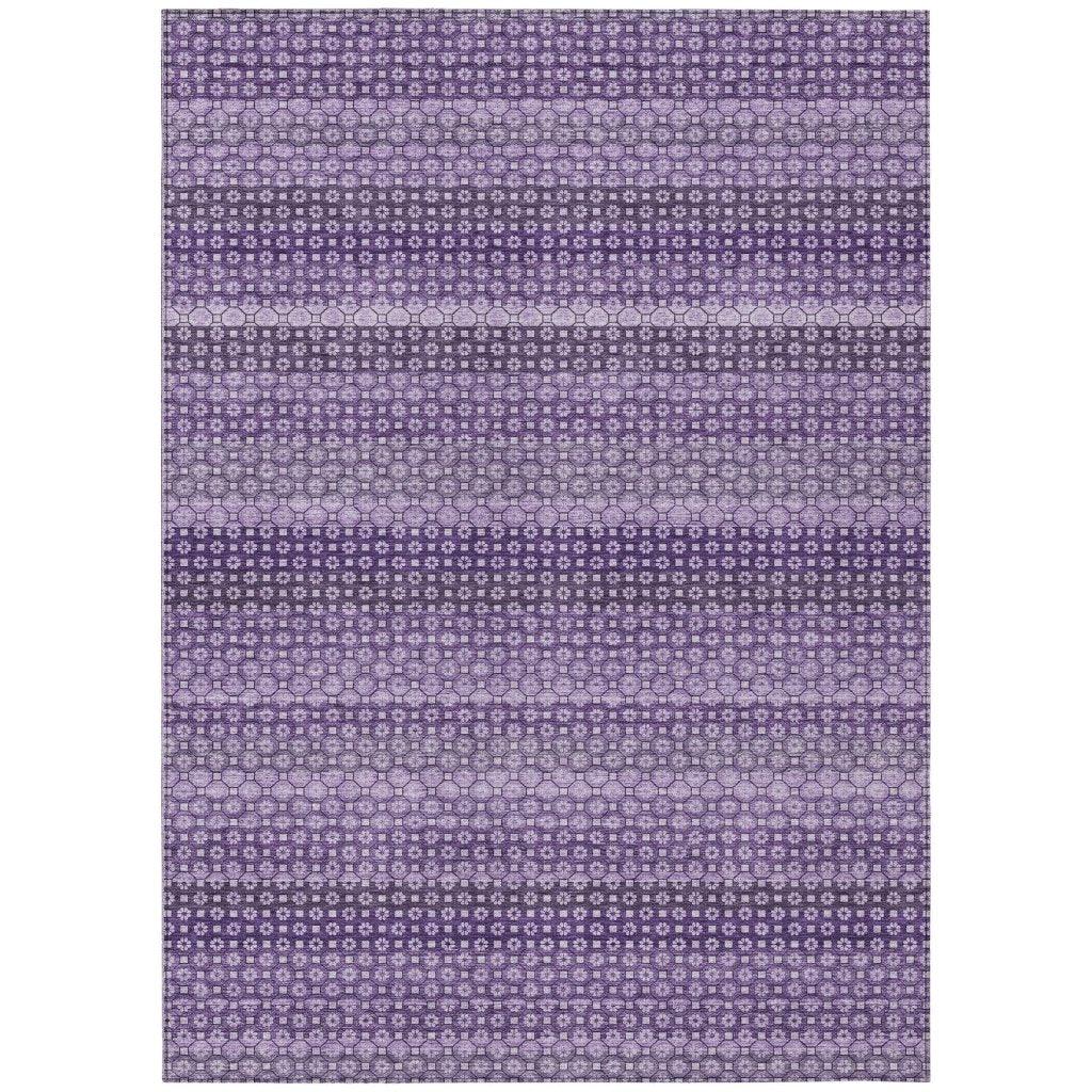 LOOMLAN Rugs Lyrella Purple Washable Indoor-Outdoor Rug