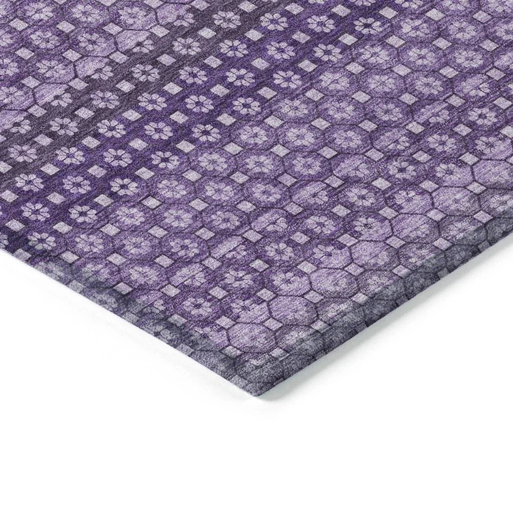 LOOMLAN Rugs Lyrella Purple Washable Indoor-Outdoor Rug