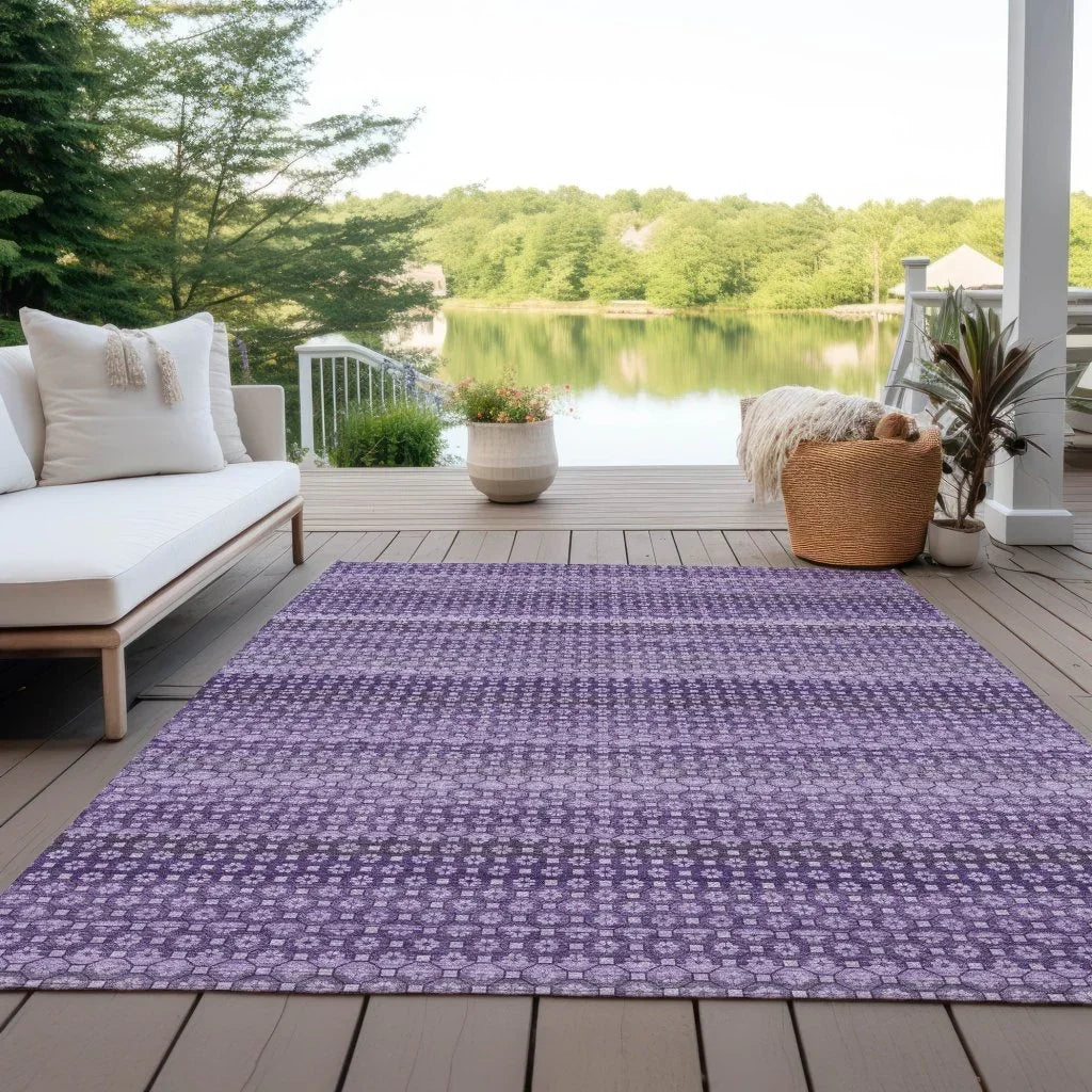 LOOMLAN Rugs Lyrella Purple Washable Indoor-Outdoor Rug