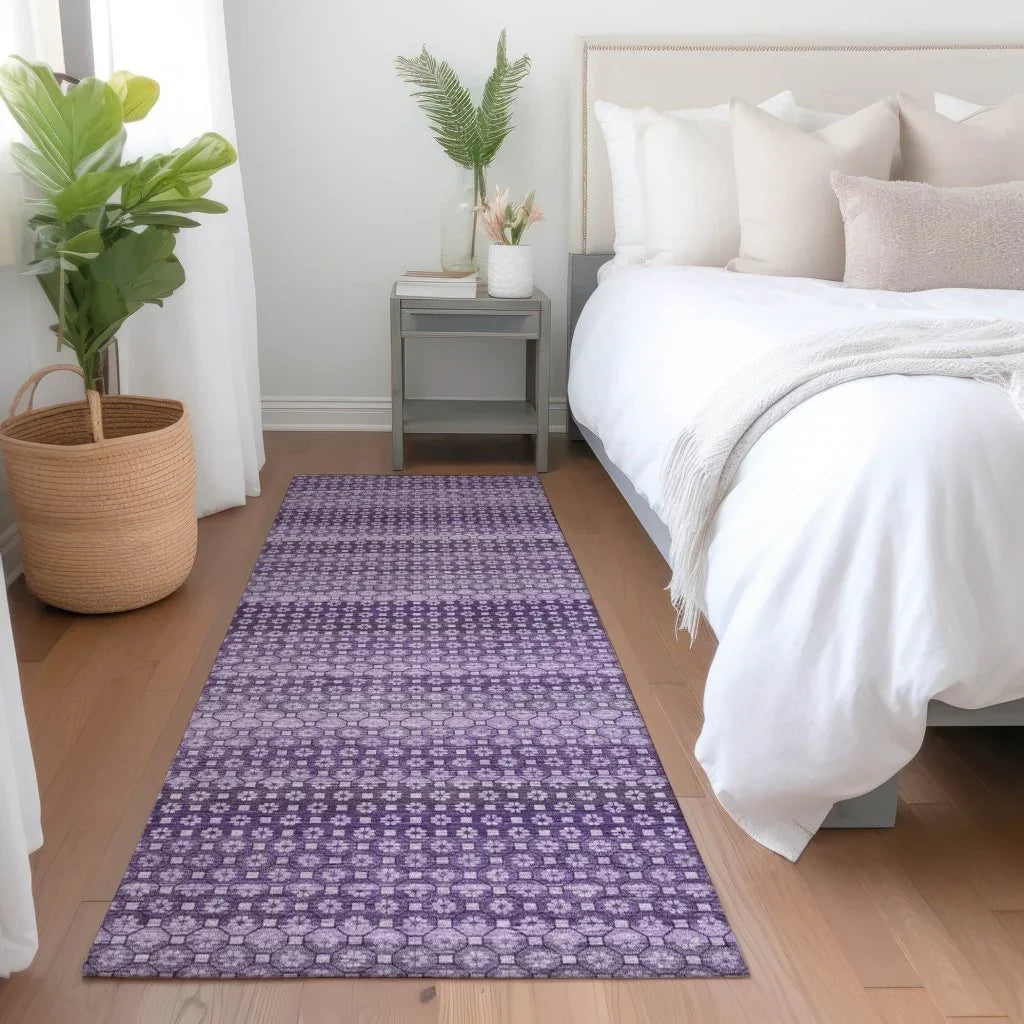 LOOMLAN Rugs Lyrella Purple Washable Indoor-Outdoor Rug