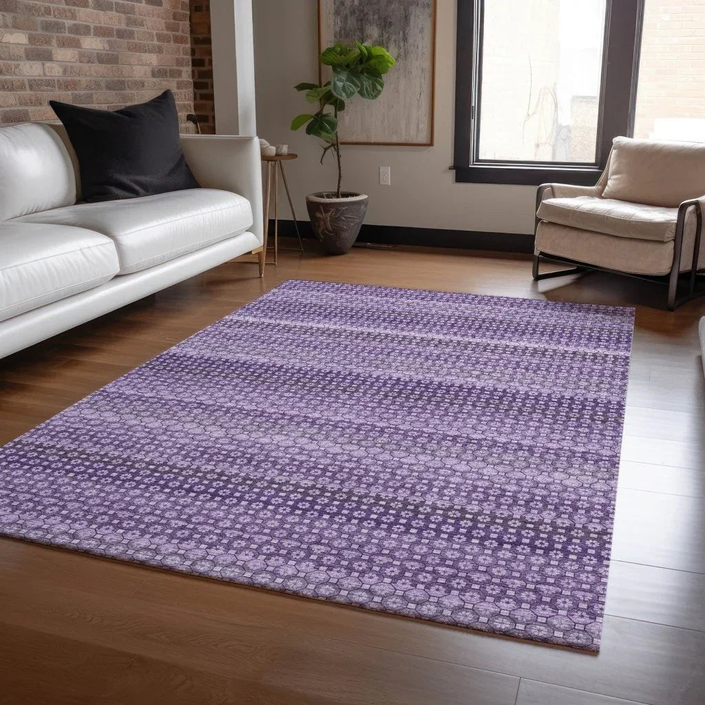 LOOMLAN Rugs Lyrella Purple Washable Indoor-Outdoor Rug