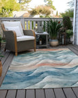 LOOMLAN Rugs Lyrette Teal Washable Indoor-Outdoor Rug