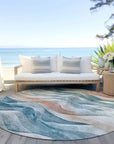 LOOMLAN Rugs Lyrette Teal Washable Indoor-Outdoor Rug