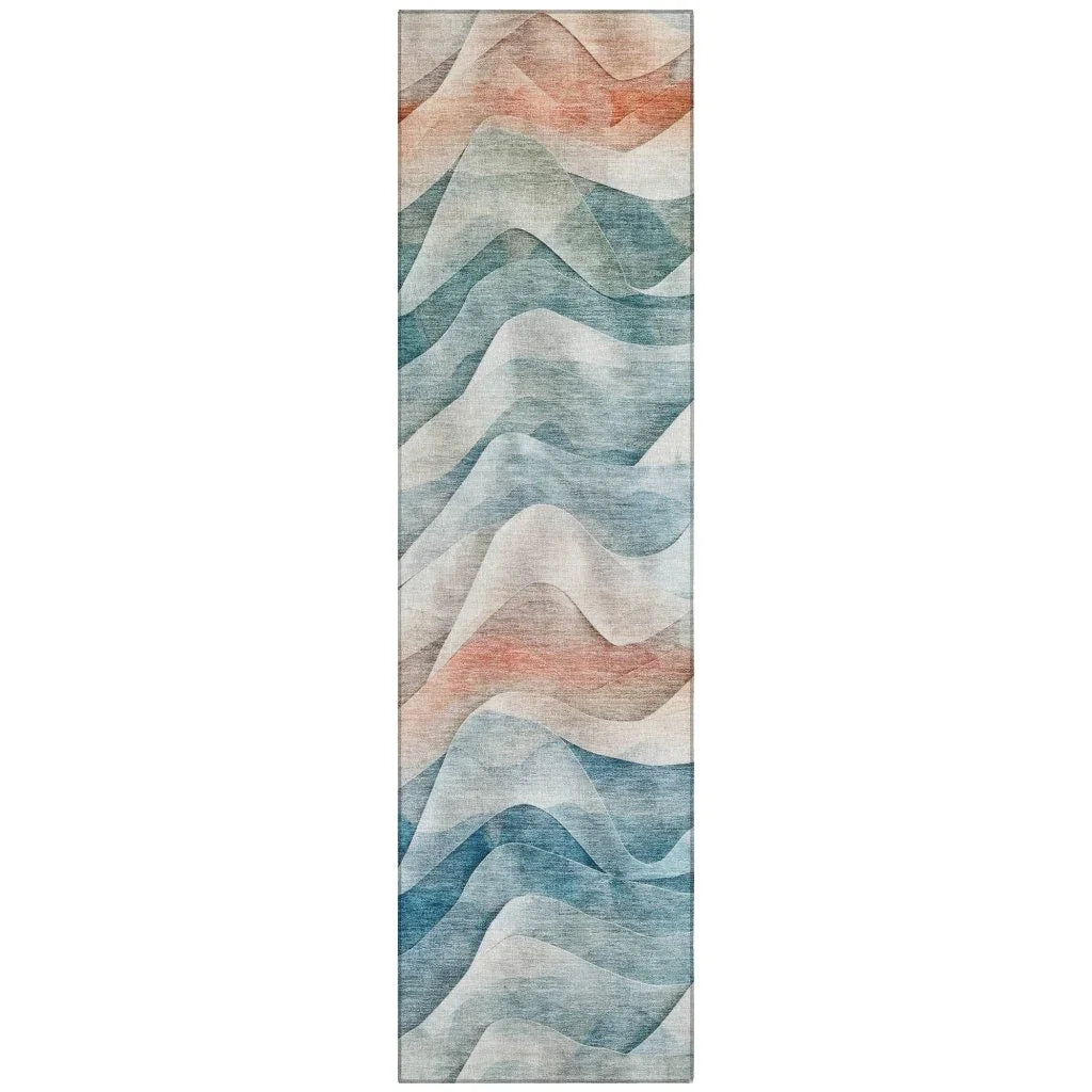 LOOMLAN Rugs Lyrette Teal Washable Indoor-Outdoor Rug