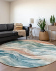 LOOMLAN Rugs Lyrette Teal Washable Indoor-Outdoor Rug