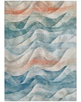 LOOMLAN Rugs Lyrette Teal Washable Indoor-Outdoor Rug