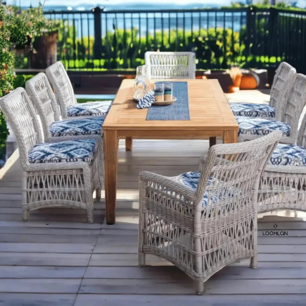 Mackinac Outdoor Dining Table Extendable Set Seats 8 - LOOMLAN - Lloyd Flanders - Outdoor Dining Sets