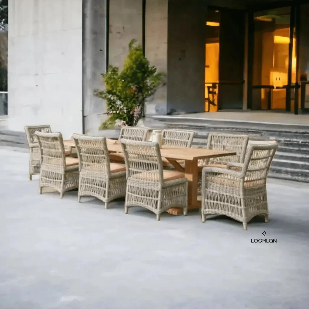 Mackinac Outdoor Dining Table Extendable Set Seats 8 - LOOMLAN - Lloyd Flanders - Outdoor Dining Sets