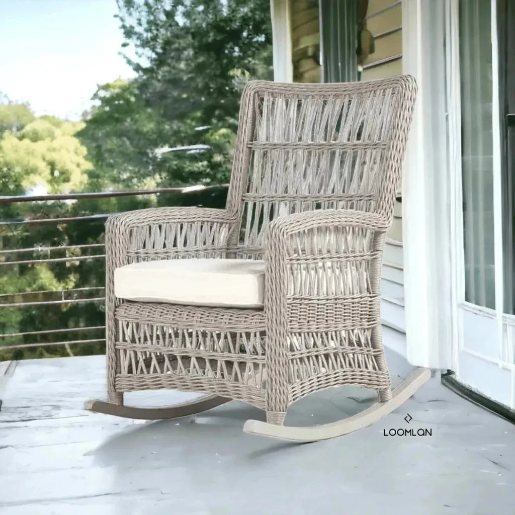 Lloyd Flanders Mackinac Wicker Outdoor Porch Rocker High Back