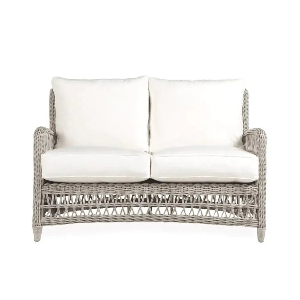 Mackinac Wicker Patio Loveseat Swivel Chair Table Set - LOOMLAN - Lloyd Flanders - Outdoor Lounge Sets