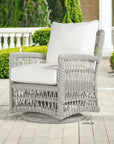 Mackinac Wicker Patio Loveseat Swivel Chair Table Set - LOOMLAN - Lloyd Flanders - Outdoor Lounge Sets