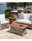 Mackinac Wicker Patio Loveseat Swivel Chair Table Set - LOOMLAN - Lloyd Flanders - Outdoor Lounge Sets