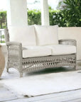 Mackinac Wicker Patio Loveseat Swivel Chair Table Set - LOOMLAN - Lloyd Flanders - Outdoor Lounge Sets