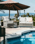 Mackinac Wicker Patio Loveseat Swivel Chair Table Set - LOOMLAN - Lloyd Flanders - Outdoor Lounge Sets