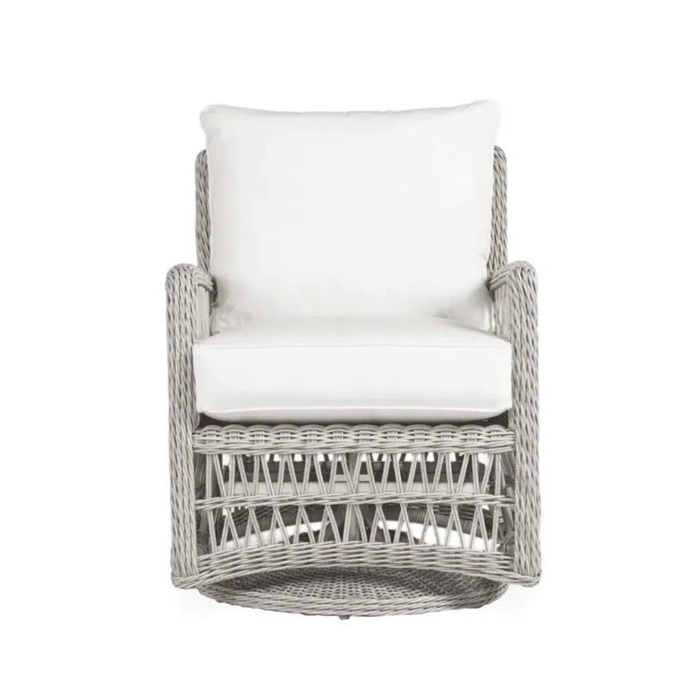 Mackinac Wicker Patio Loveseat Swivel Chair Table Set - LOOMLAN - Lloyd Flanders - Outdoor Lounge Sets