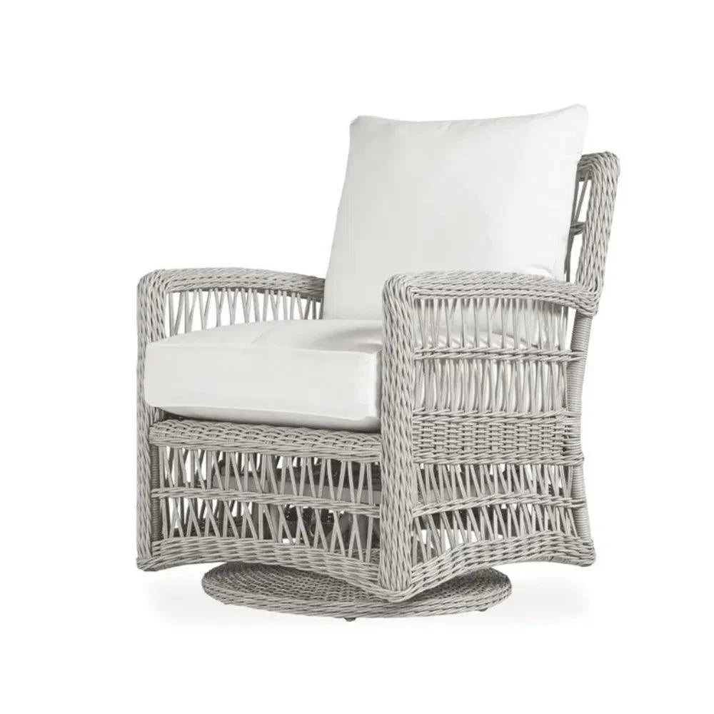 Mackinac Wicker Patio Loveseat Swivel Chair Table Set - LOOMLAN - Lloyd Flanders - Outdoor Lounge Sets