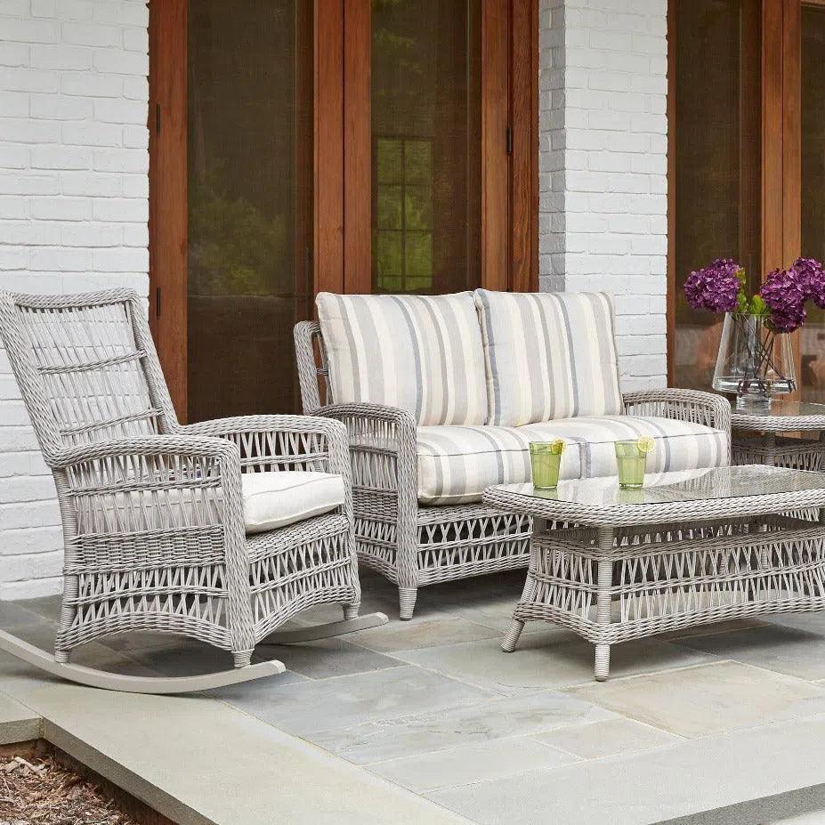 Lloyd Flanders Mackinac Wicker Rocking Porch Lounge Set Cushions